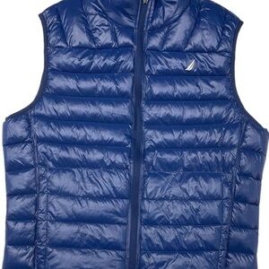 Nautica Men's Navy Blue Quilted Puffer Vest Full Zip Sleeveless Jacket Size Med